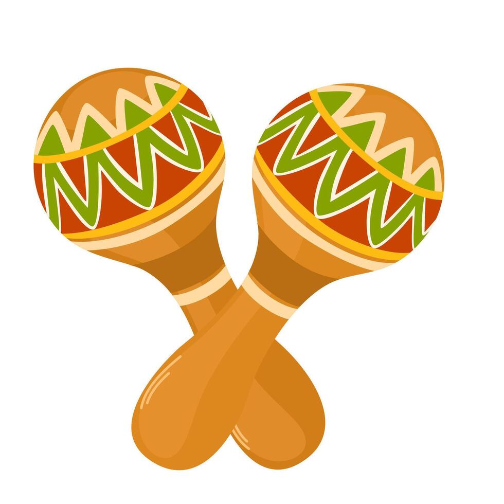Maracas instrument. Object for Cinco de Mayo parade, Mexican fiesta. Vector hand drawn illustration.