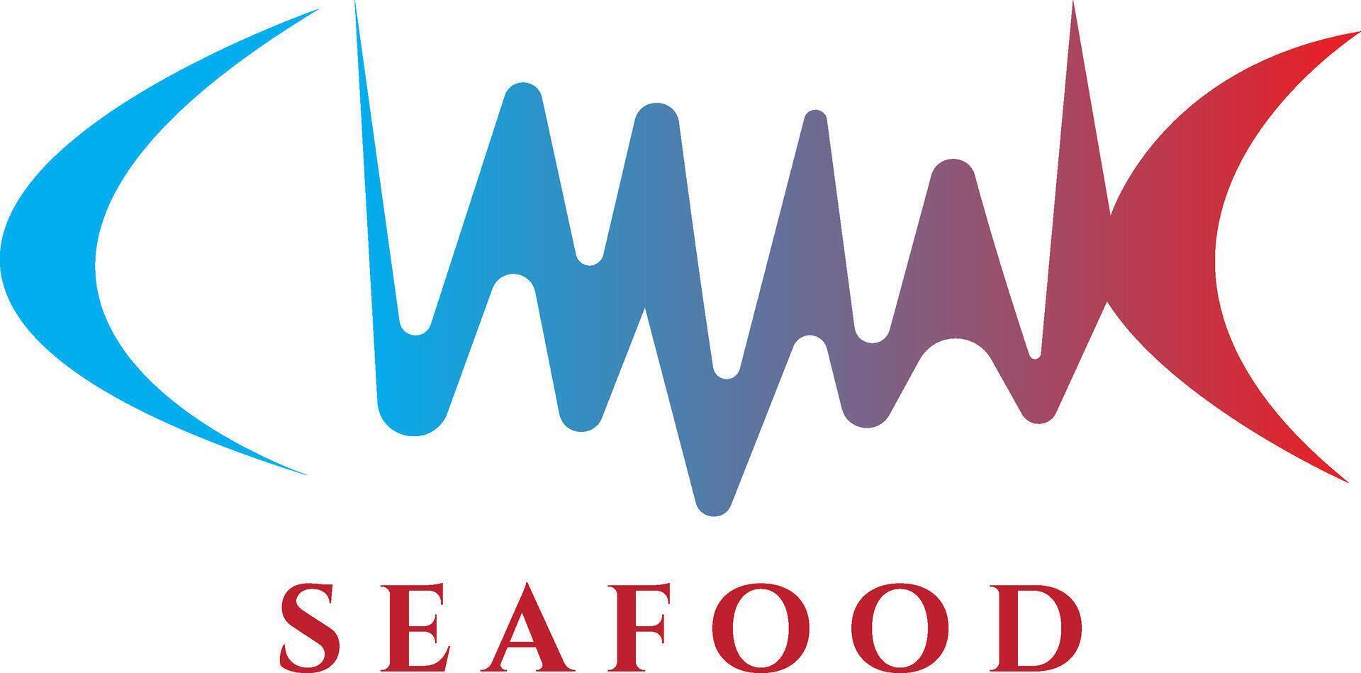 Sea food, fish silhouette icon logo design vector