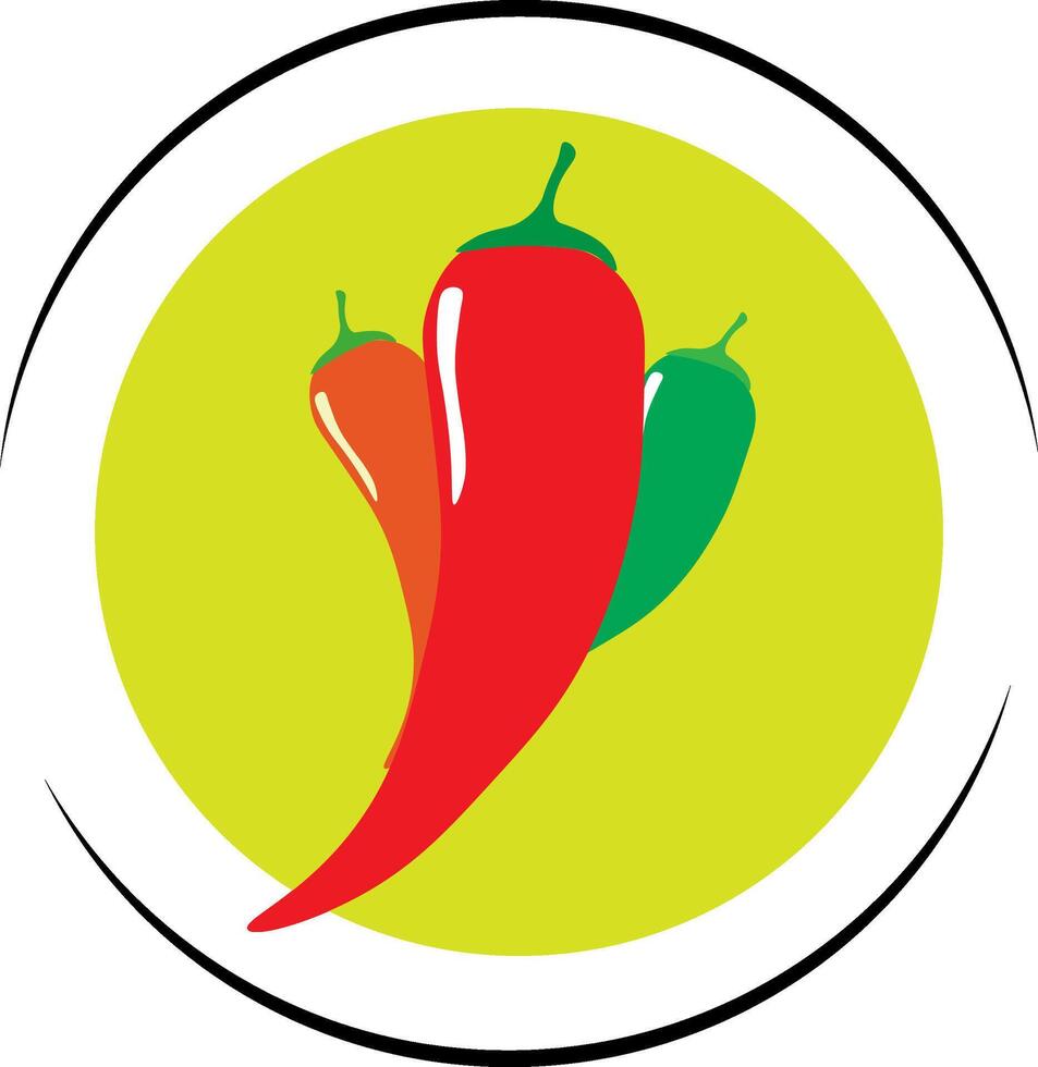 chile pimienta picante en plato icono vector diseño
