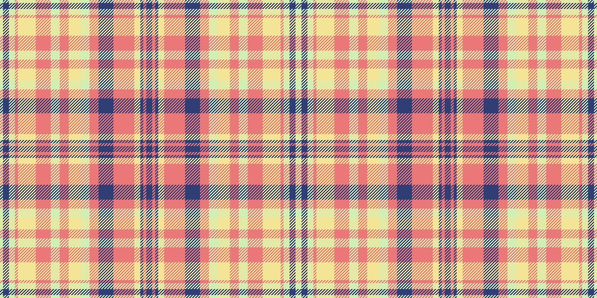 Page vector texture fabric, wool seamless background check. Pop tartan textile plaid pattern in red and yellow colors.