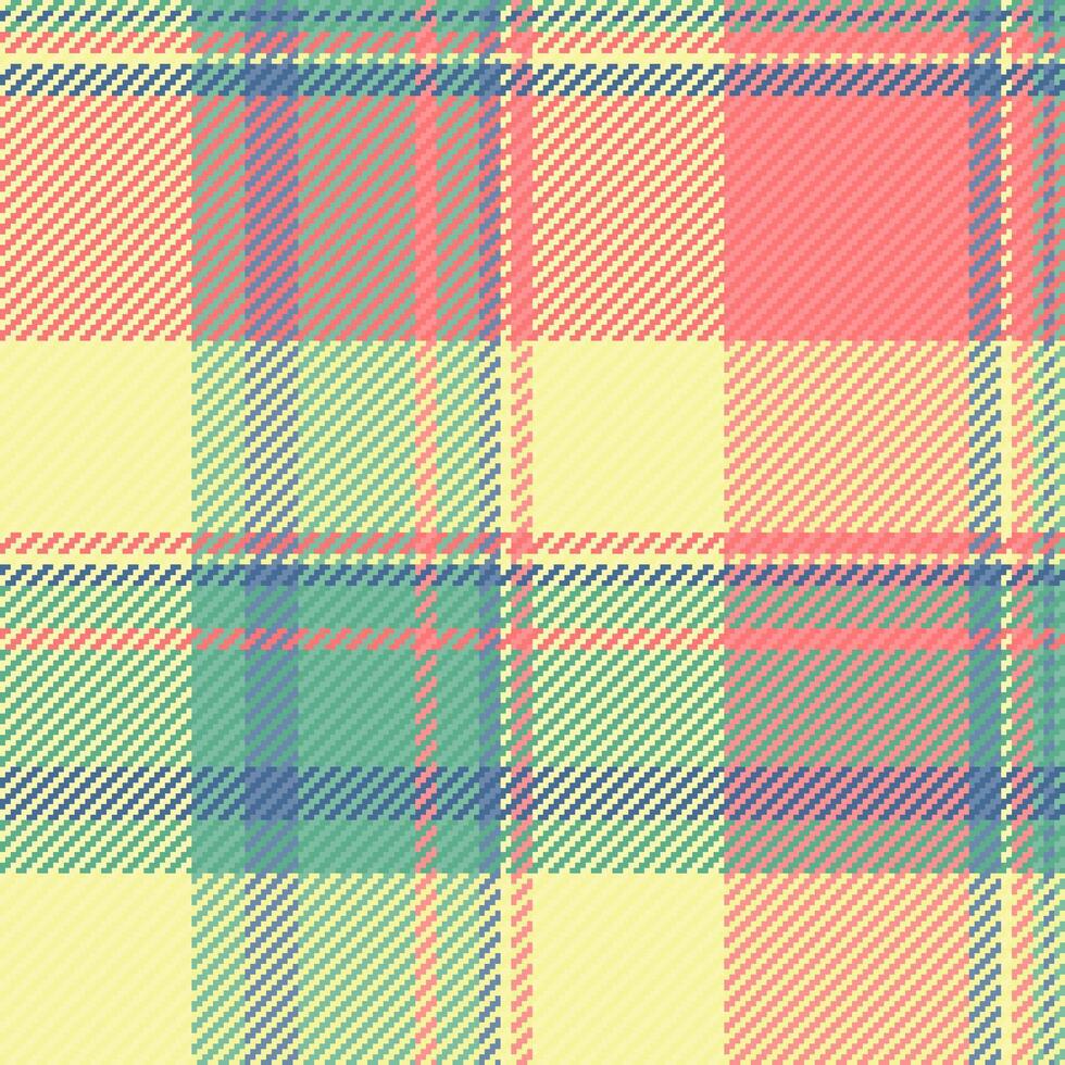 Club check plaid textile, painting fabric pattern texture. Official vector tartan background seamless in red and mint colors.