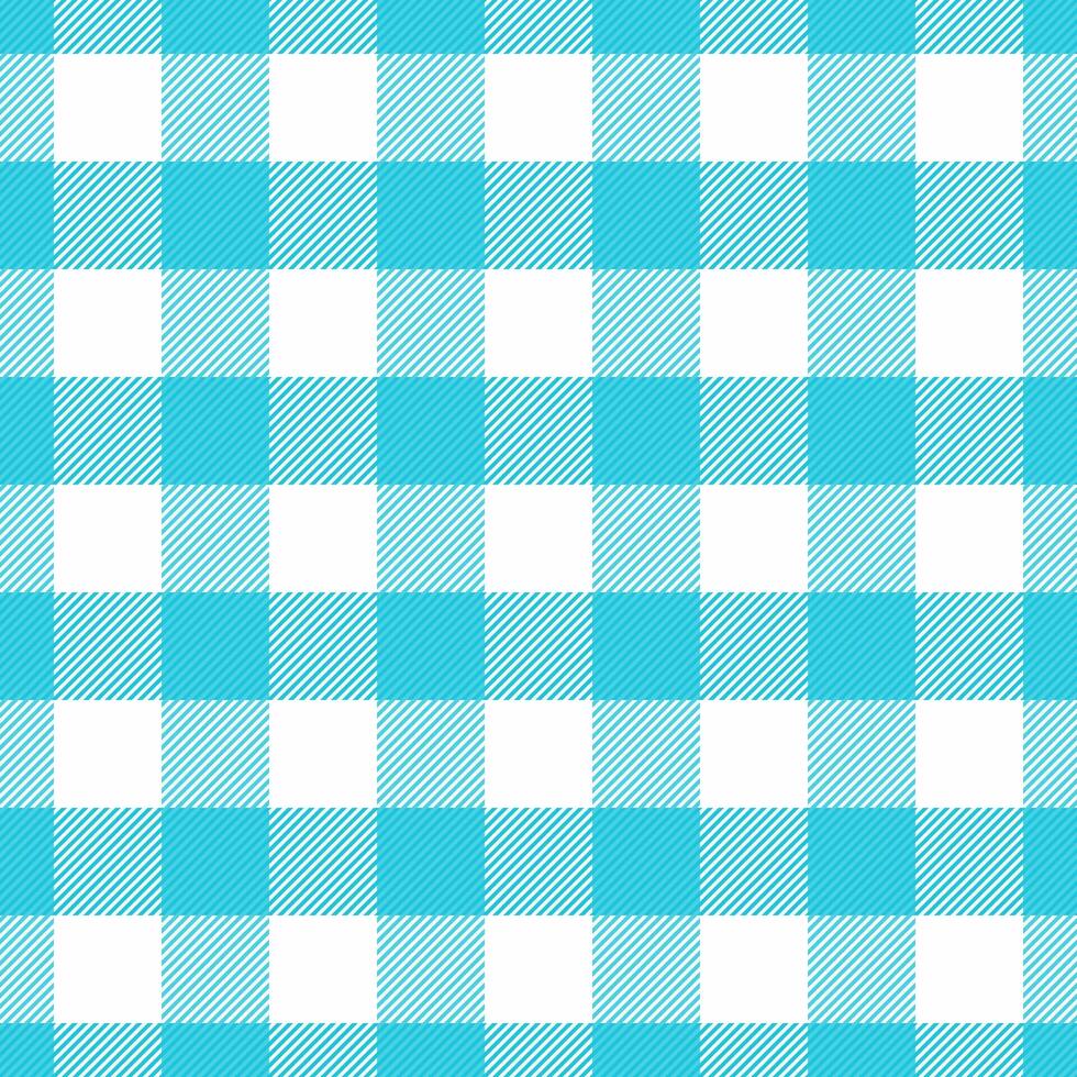 Group pattern background plaid, installing seamless texture fabric. Handmade check tartan textile vector in cyan and white colors.