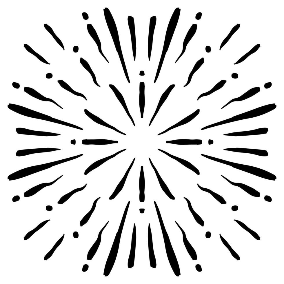 Starburst, sunburst hand drawn. vector