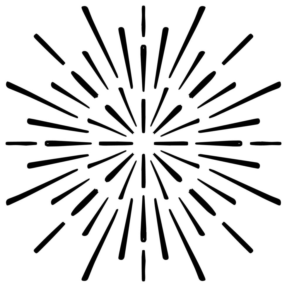 Starburst, sunburst hand drawn. vector