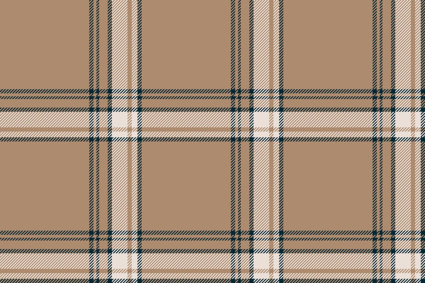 Plaid background, check seamless pattern in beige. Vector fabric texture for textile print, wrapping paper, gift card or wallpaper.