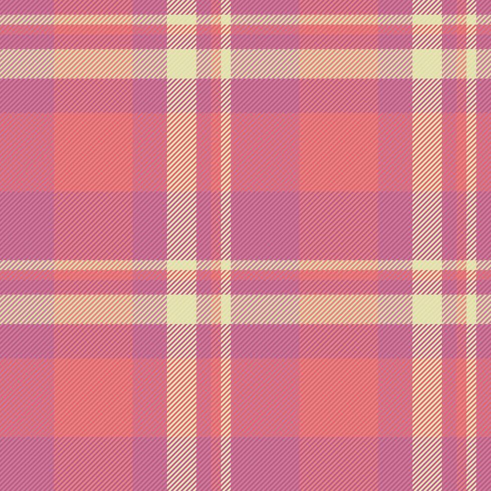 Couch background plaid tartan, guy pattern seamless texture. Fur check vector fabric textile in pink and red colors.