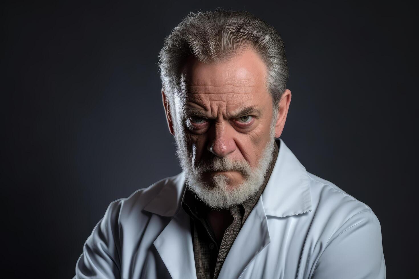 AI generated Doctor. A Wise Man with a White Beard in a Lab Coat photo