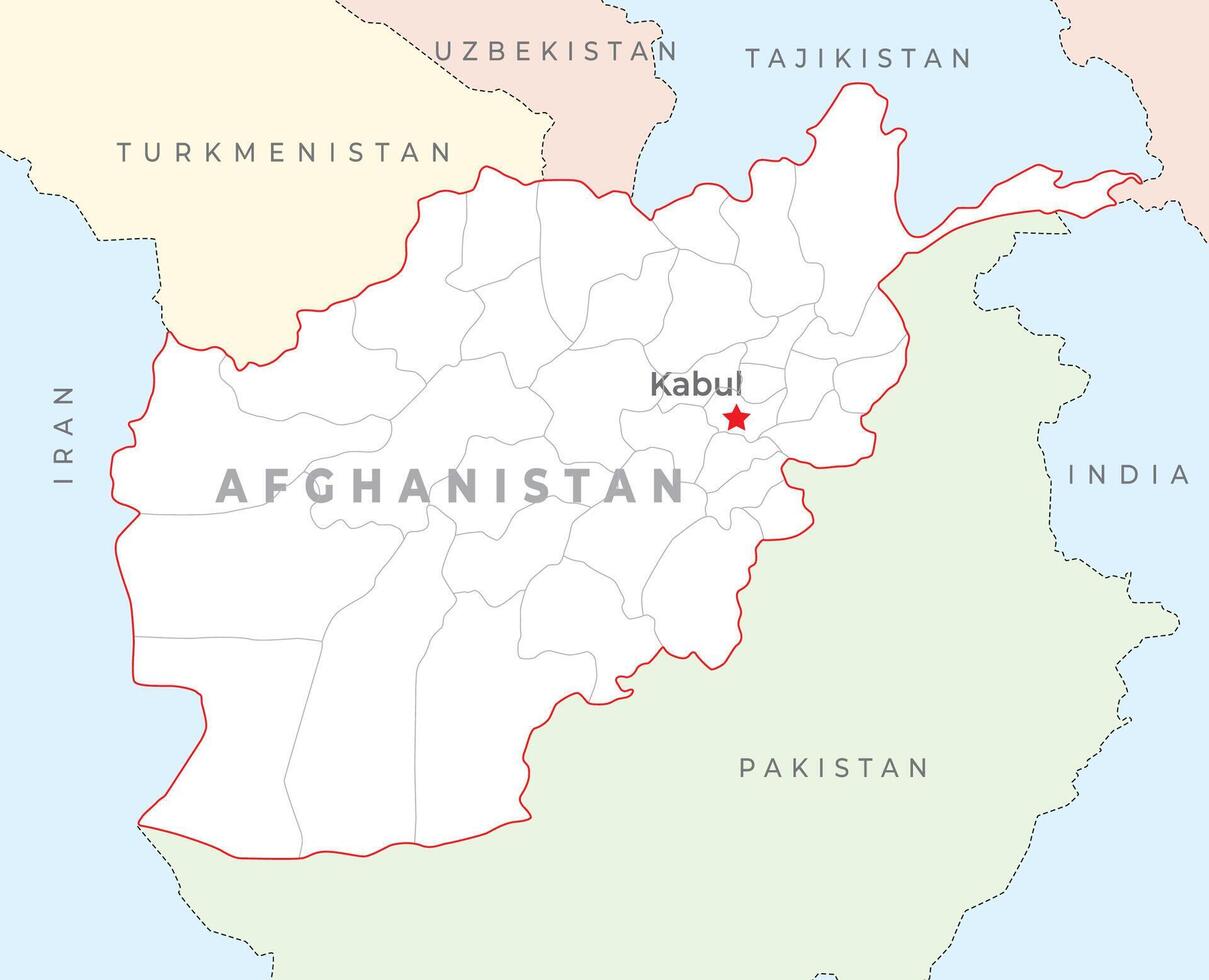 Afganistán mapa con capital Kabul, más importante ciudades y nacional fronteras vector