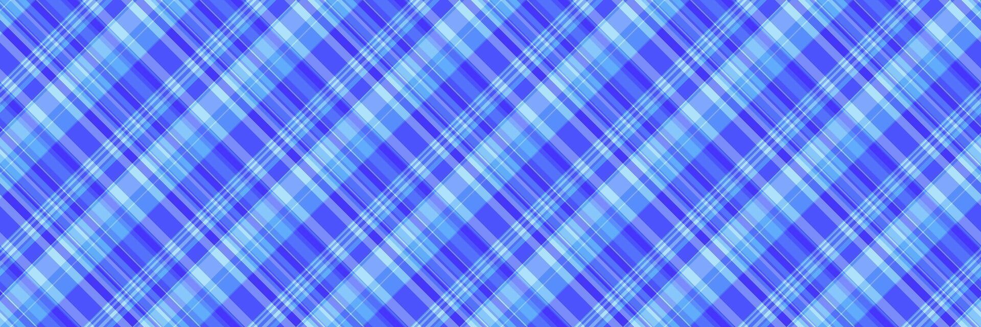 Empty check pattern texture, wrapping background fabric seamless. Christmas plaid textile vector tartan in blue and cyan colors.