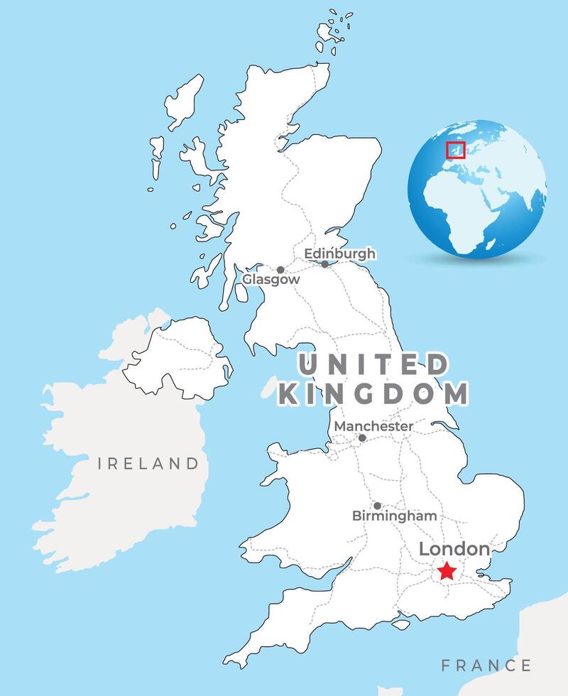 unido Reino mapa con capital Londres, más importante ciudades y nacional fronteras vector