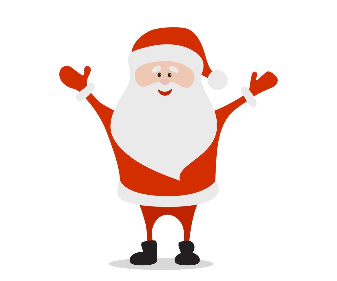 Cartoon funny happy Santa Claus character isolated on white. Christmas vector illustration.