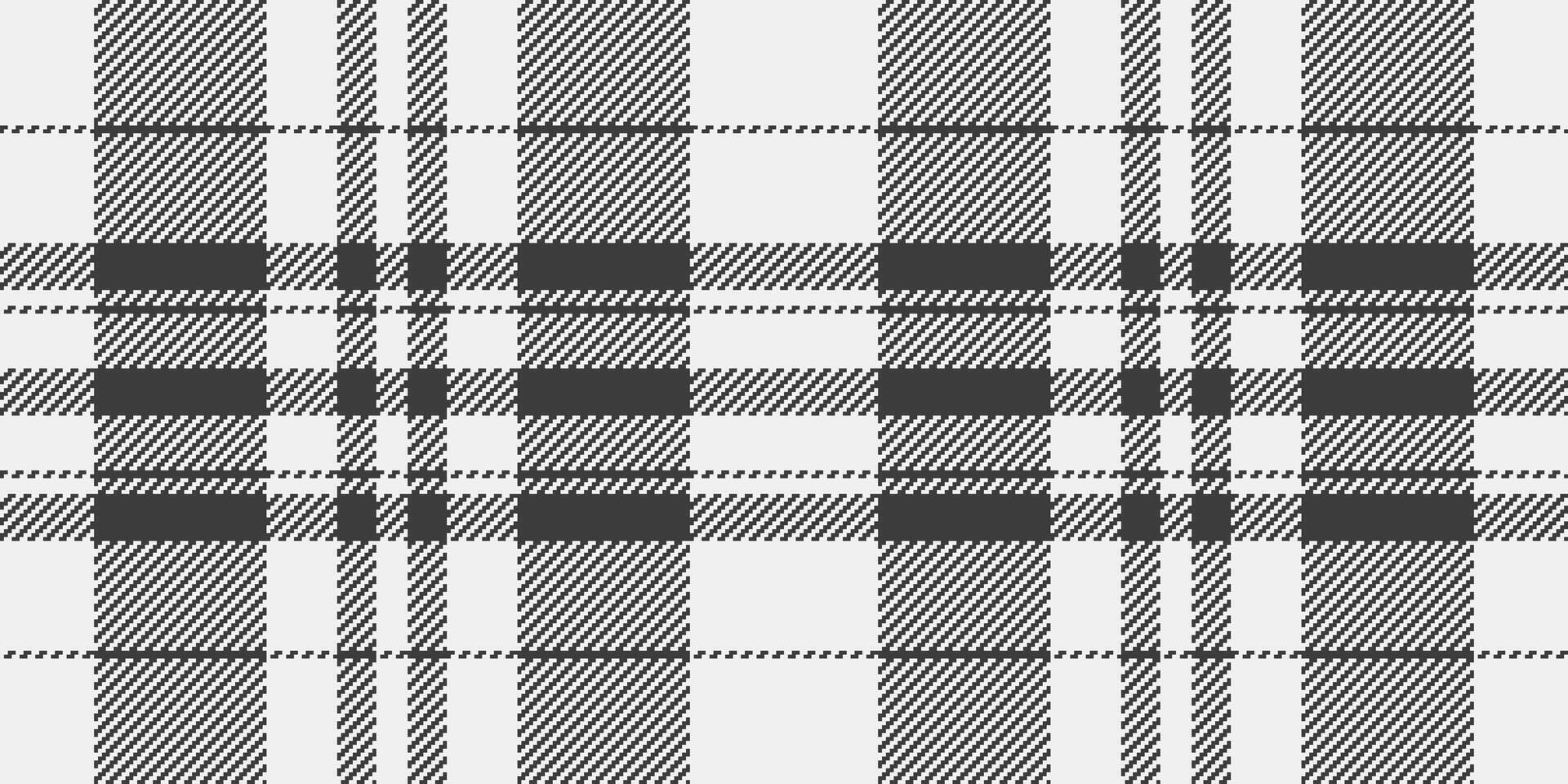Geometric plaid tartan fabric, deco pattern vector background. Other seamless texture check textile in white and grey colors.