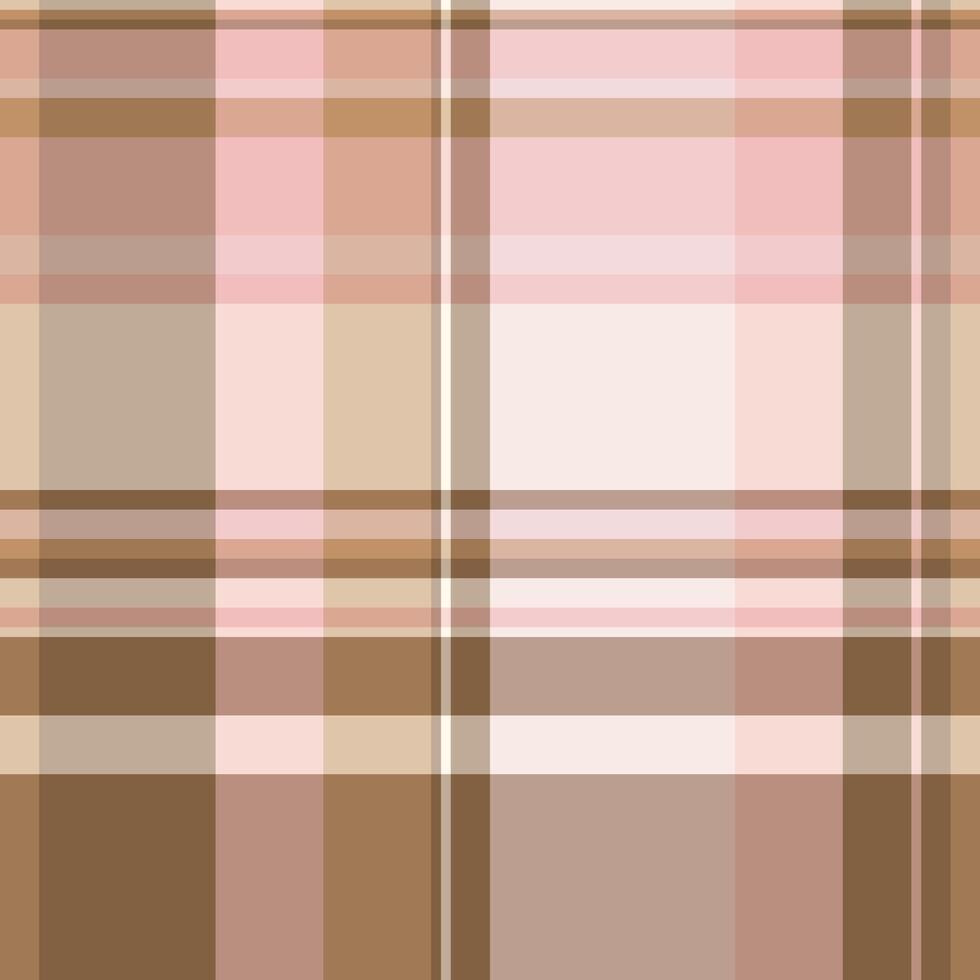 Basic fabric check plaid, yard textile texture pattern. Top tartan seamless vector background in orange and light colors.