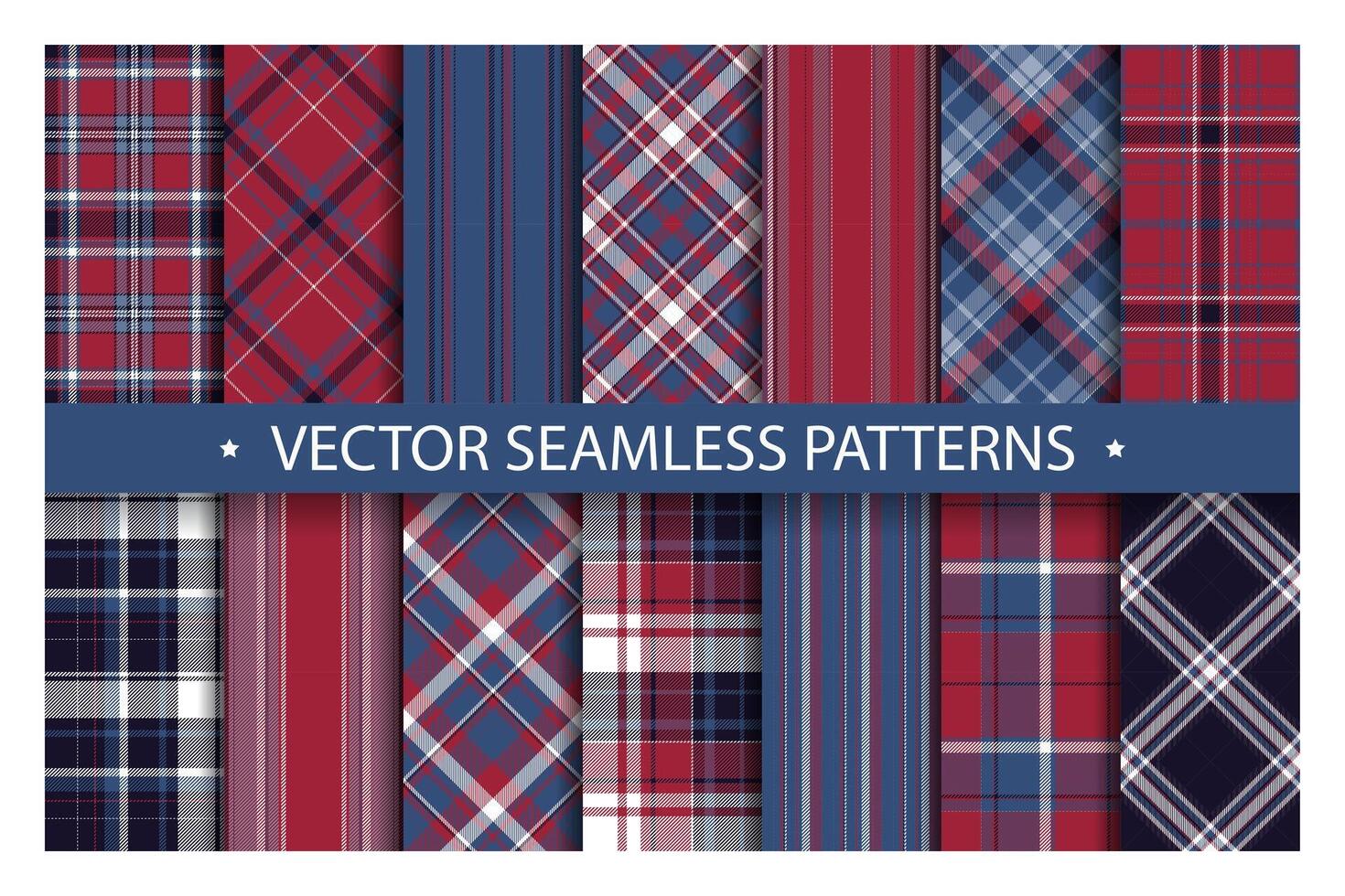 Tartan set pattern seamless plaid vector. Geometric background fabric texture. Modern check fashion template for textile print, wrapping paper, gift card, wallpaper flat design. vector