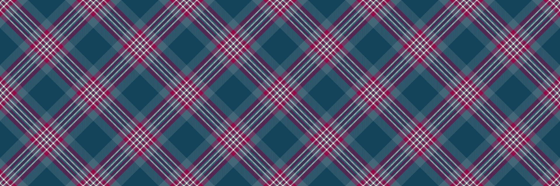 Scottish fabric background check, household plaid texture seamless. Attire tartan pattern vector textile in cyan and pink colors.