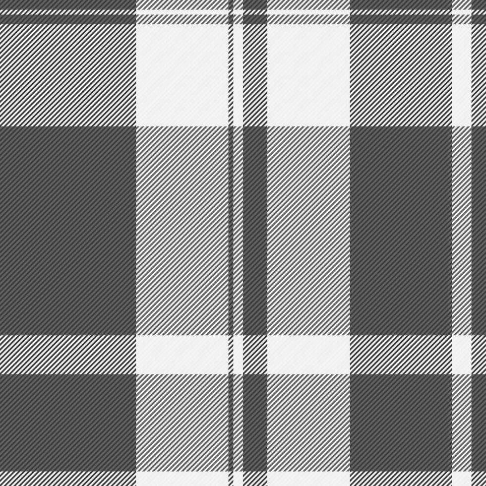 Neat vector tartan seamless, new background pattern plaid. Direct fabric texture textile check in grey and white colors.