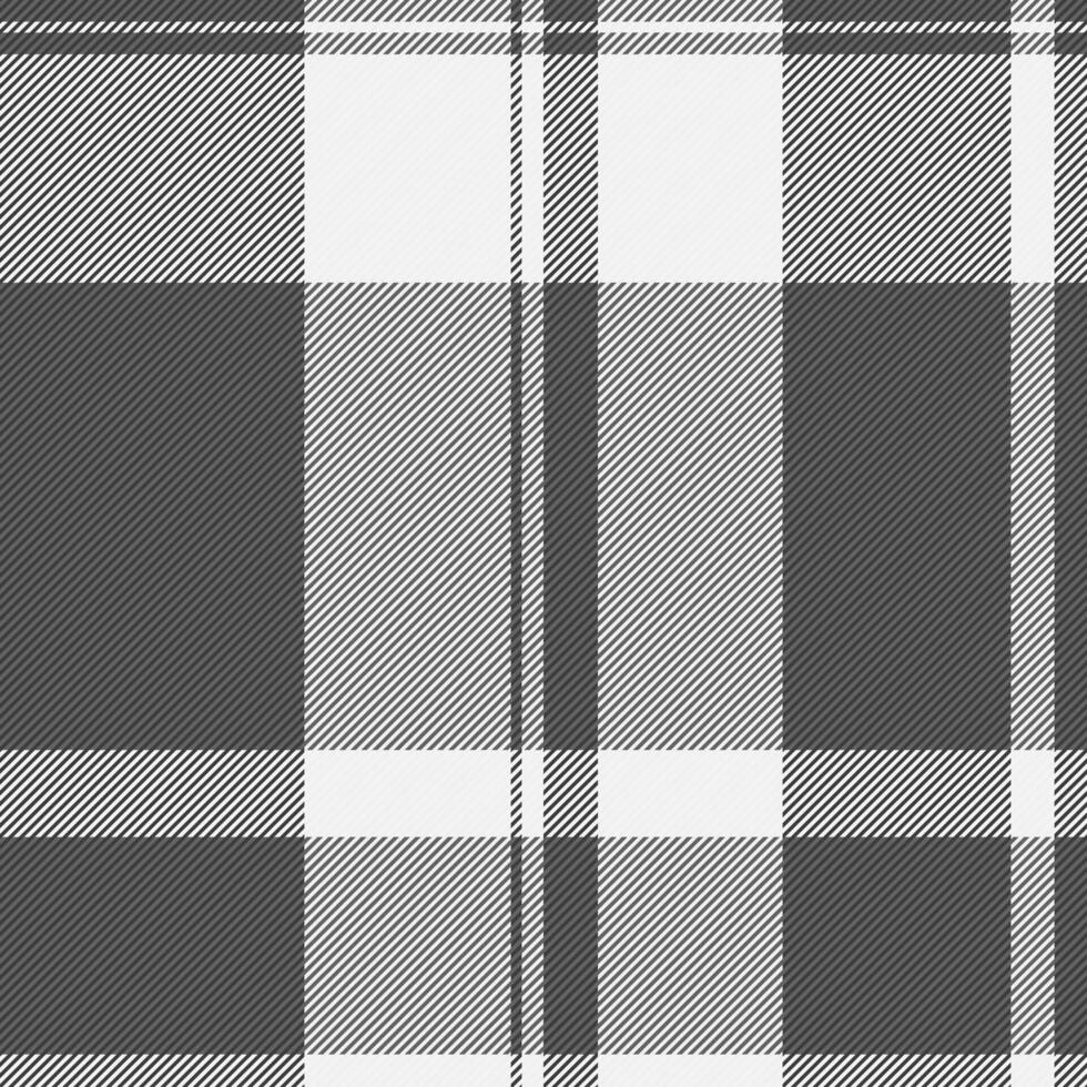 Neat vector tartan seamless, new background pattern plaid. Direct fabric texture textile check in grey and white colors.