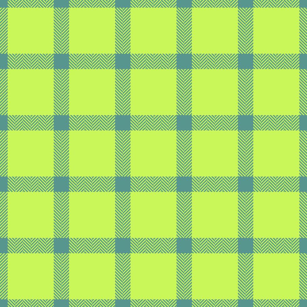 Naked textile fabric check, close-up tartan vector texture. Italian plaid background seamless pattern in teal and lime colors.