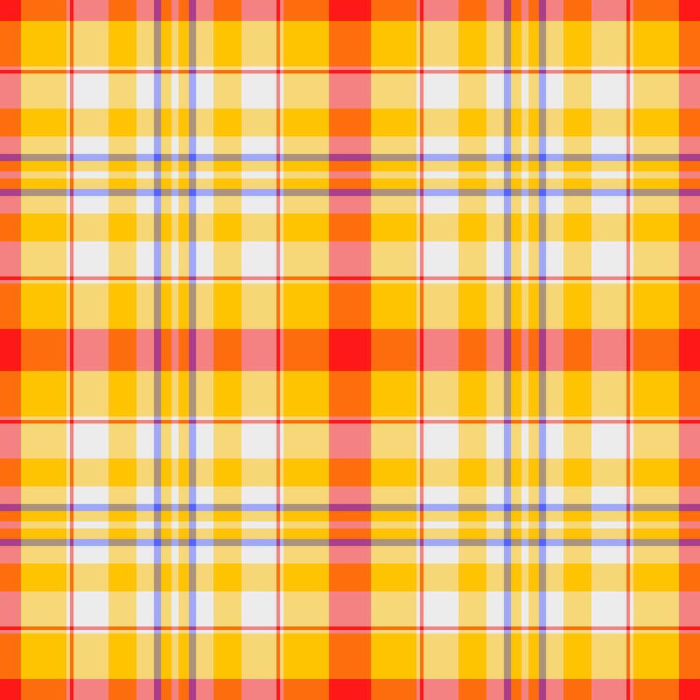 Damask background tartan seamless, november vector fabric textile. Multicolor plaid check texture pattern in yellow and bright colors.