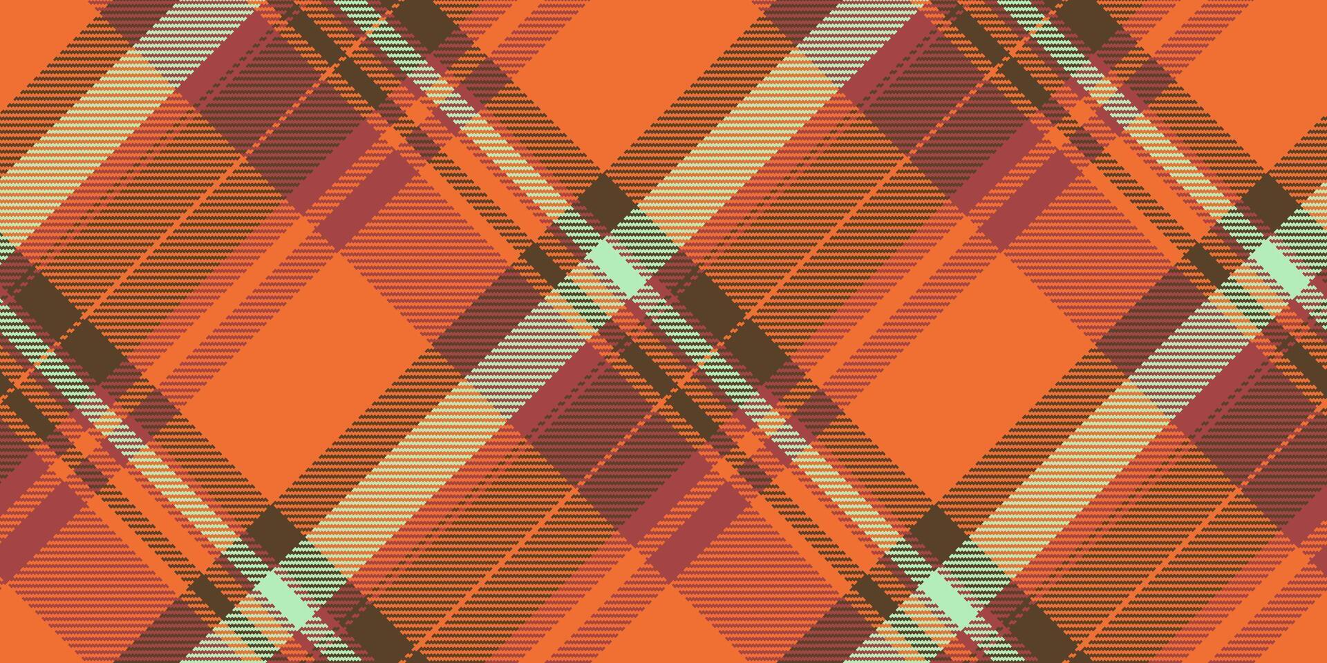 interior antecedentes tartán vector, tela asargada tartán textura modelo. festivo cheque sin costura textil tela en naranja y rojo colores. vector