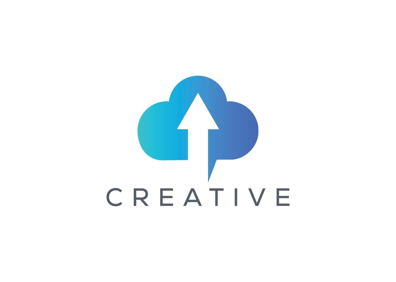 Creative and minimal Abstract Cloud Arrow logo vector template. Abstract modern Cloud with arrow logo. cloud upload arrow