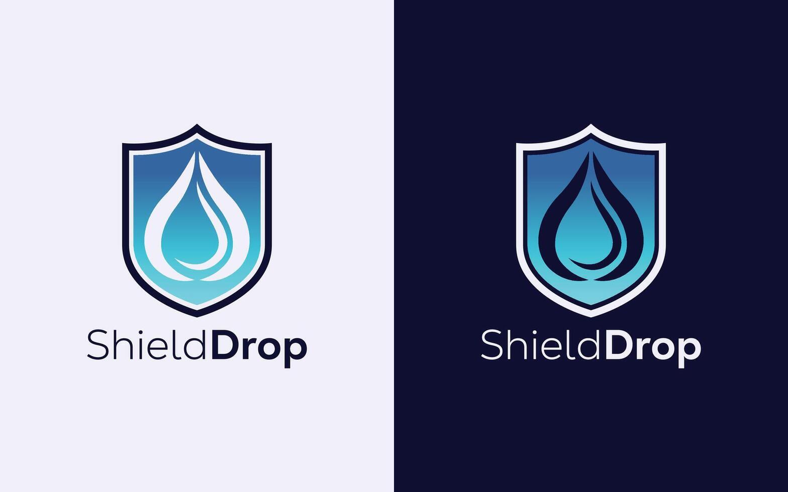 Minimalist Drop and shield vector logo. Modern colorful Drop and shield vector logo. Safe water and Drop logo