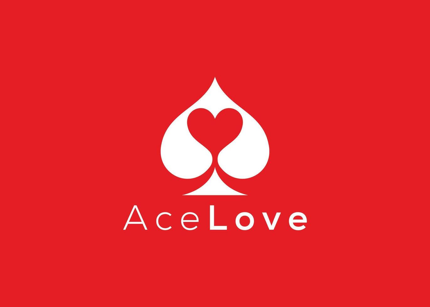 Minimalist Ace Love logo design vector template. Creative red Heart ace shape logo