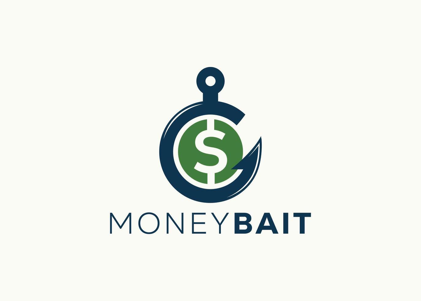 Money on the fishing hook logo design vector template. Fishing hook and money vector illustration