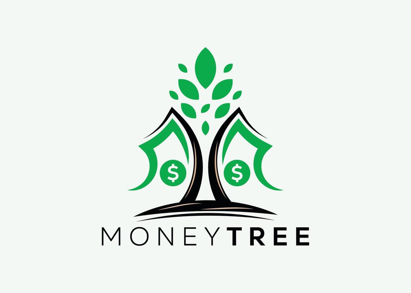 minimalista dinero árbol logo diseño vector modelo. dinero crecer inversión para negocio Finanzas logo. dinero inversión logo