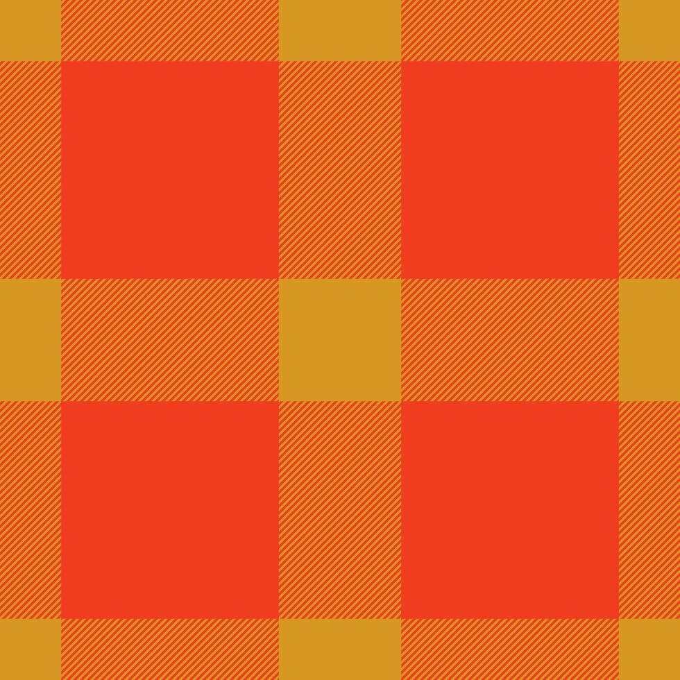 Plaid seamless pattern in orange. Check fabric texture. Vector textile print.