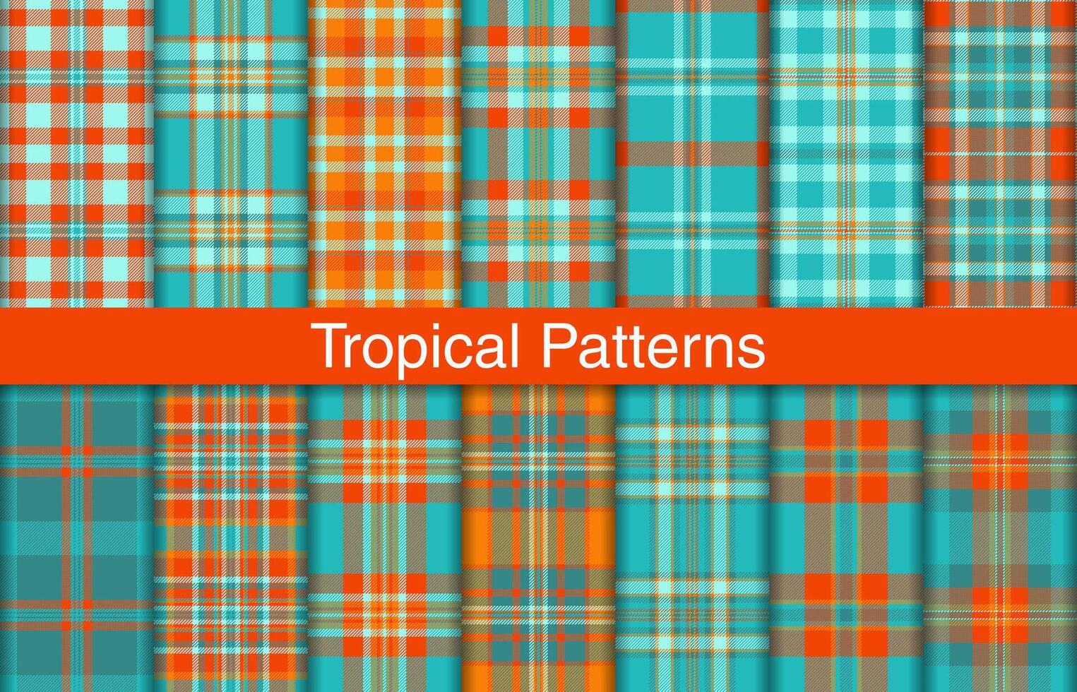 Tropical plaid bundles, textile design, checkered fabric pattern for shirt, dress, suit, wrapping paper print, invitation and gift card. vector