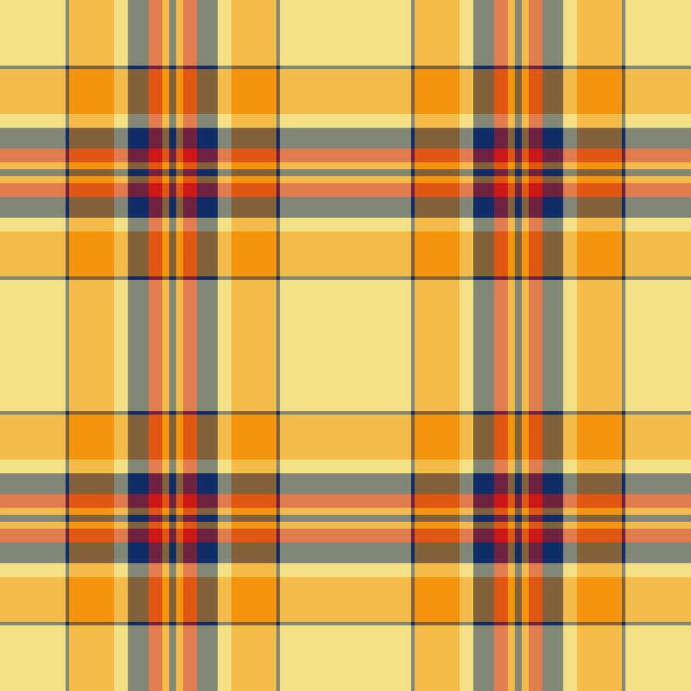 Mix pattern textile check, rest tartan fabric background. Neat seamless texture vector plaid in orange and amber colors.