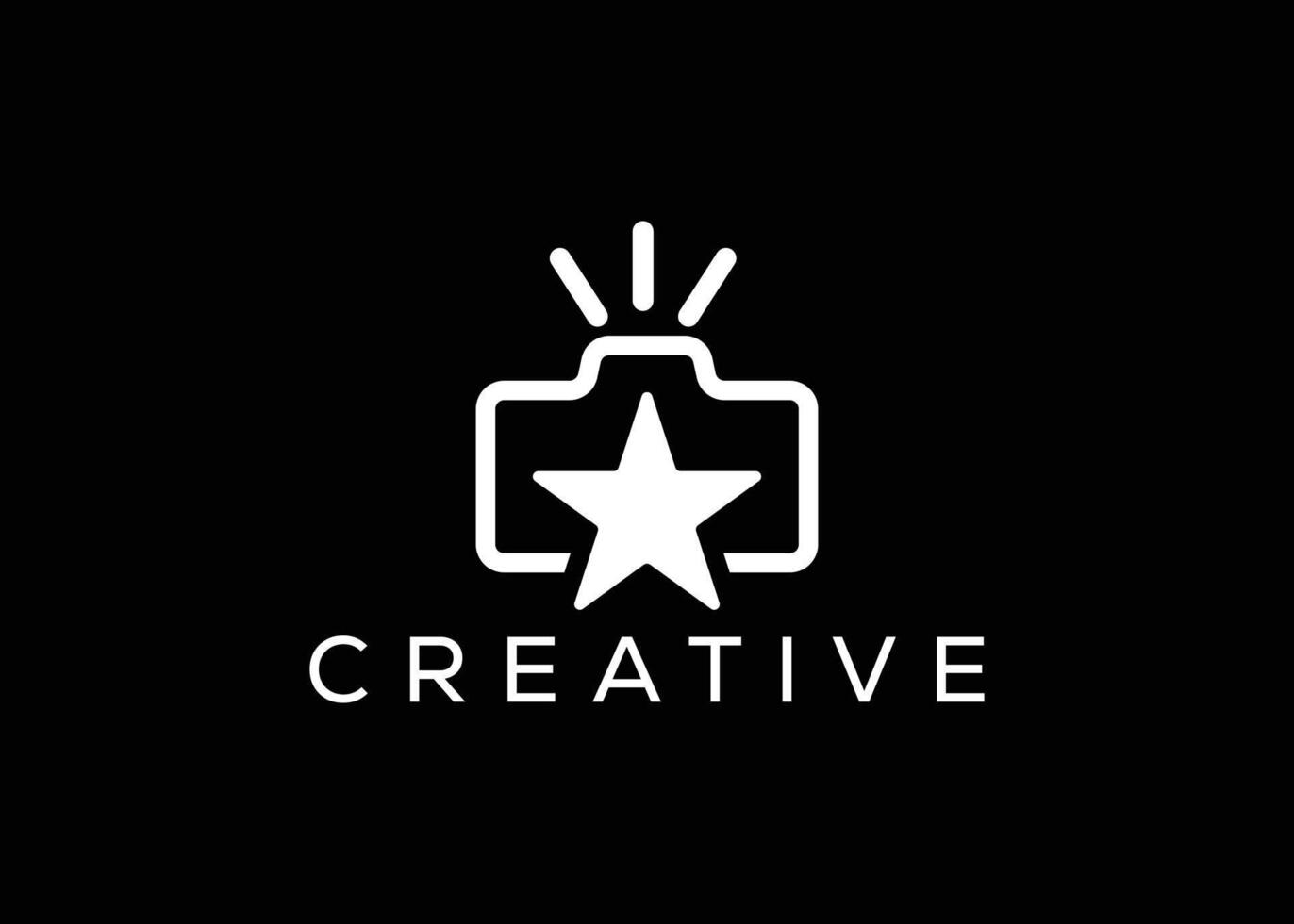 Minimalist star camera logo design vector template. Creative modern adventure star photoshoot logo