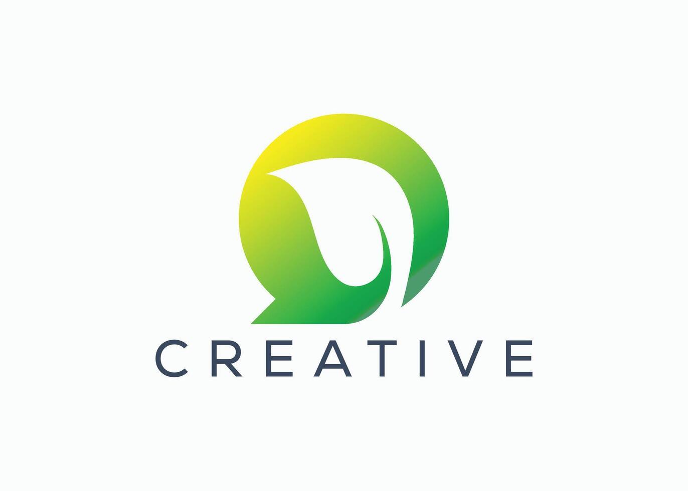 Minimalist eco leaf chat logo design vector template. Creative modern nature chat logo