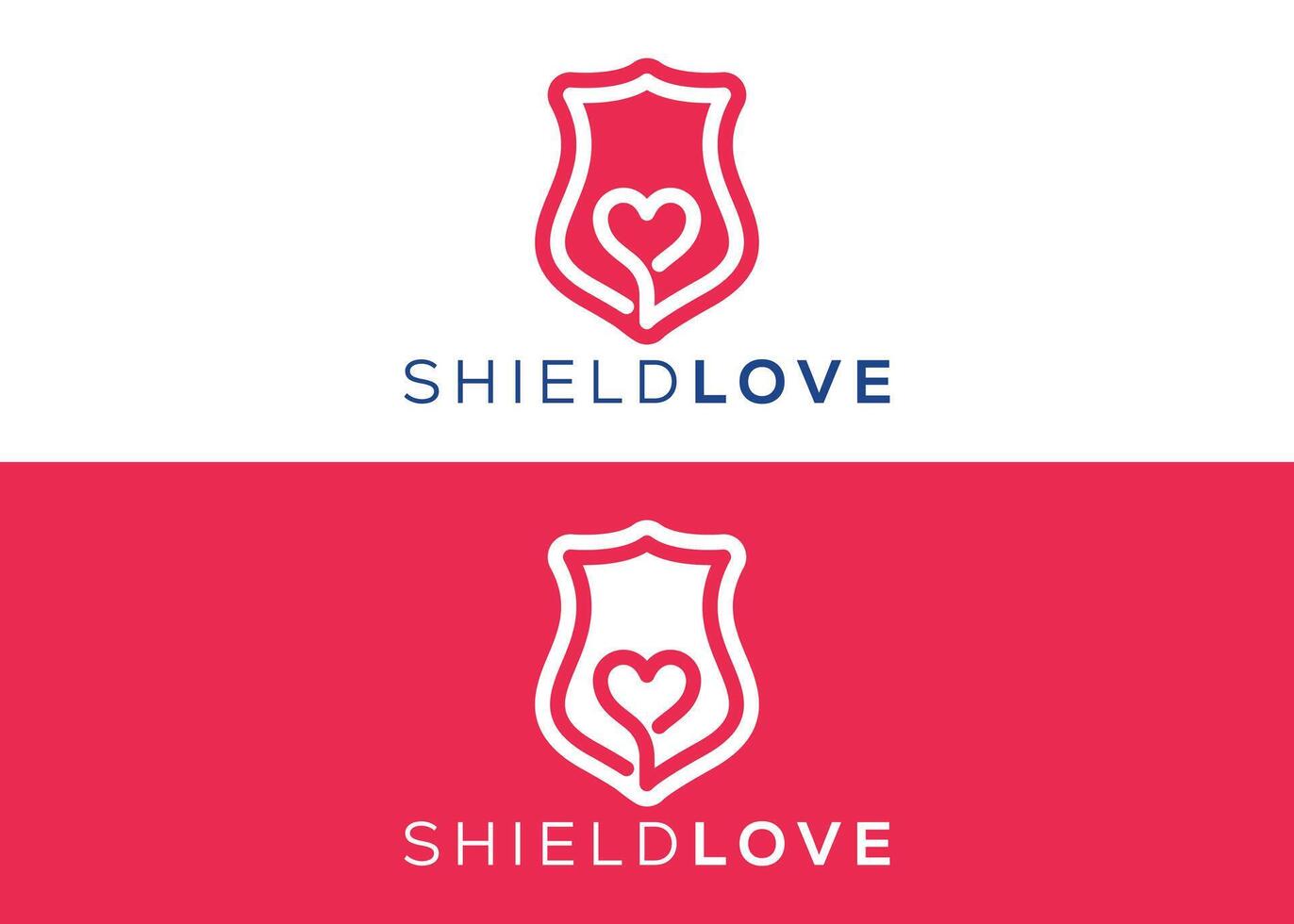 Minimalist Shield love logo design vector template. Guard and love vector