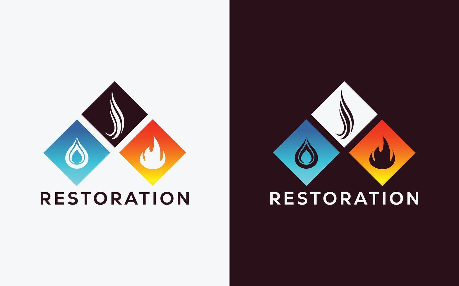 minimalista restauracion empresa vector logo para fuego fuego , soltar y fumar. moderno vistoso fuego fuego , soltar y fumar vector logo. agua, fumar, cresta, ingle logo