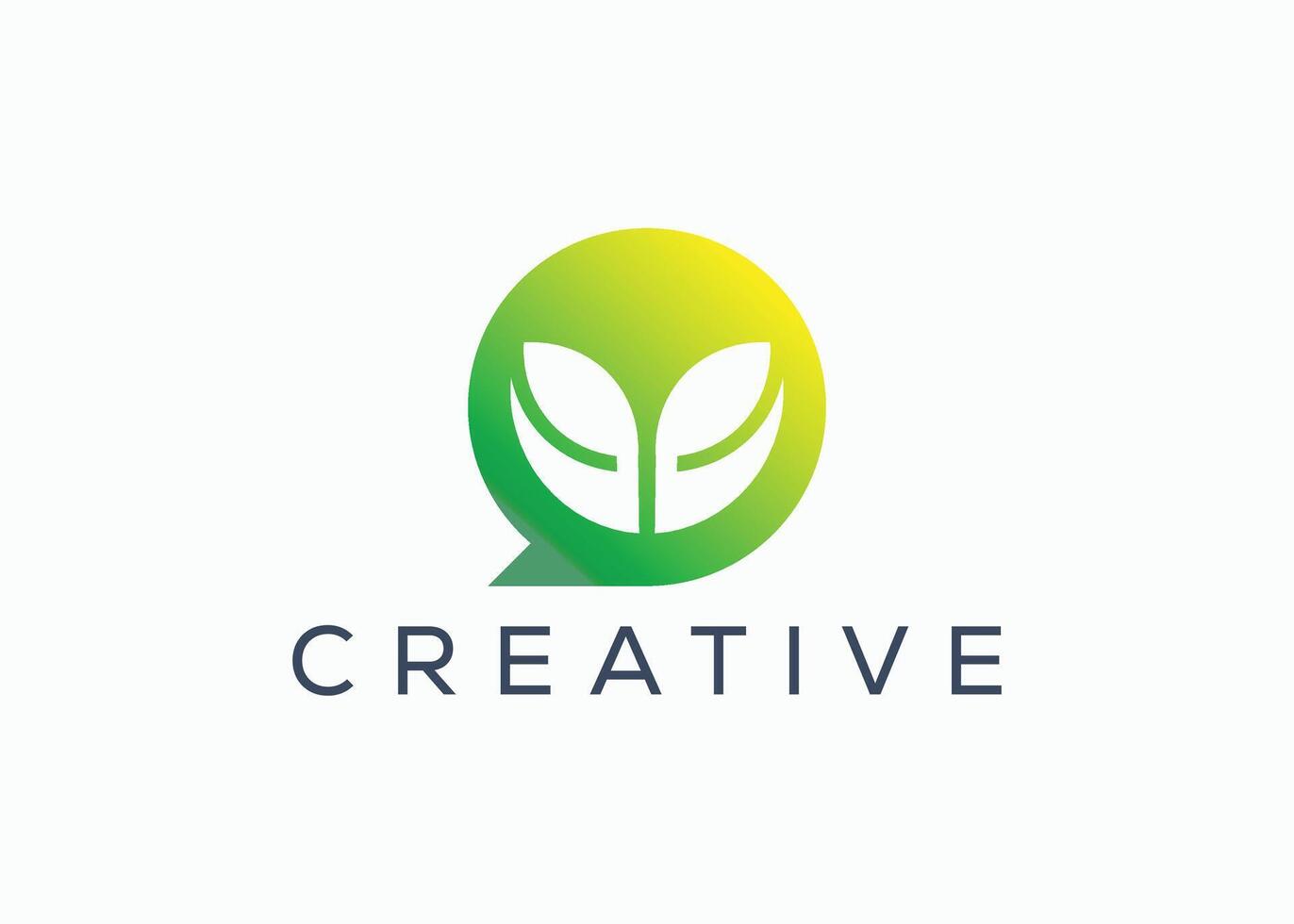 Minimalist eco leaf chat logo design vector template. Creative modern nature chat logo