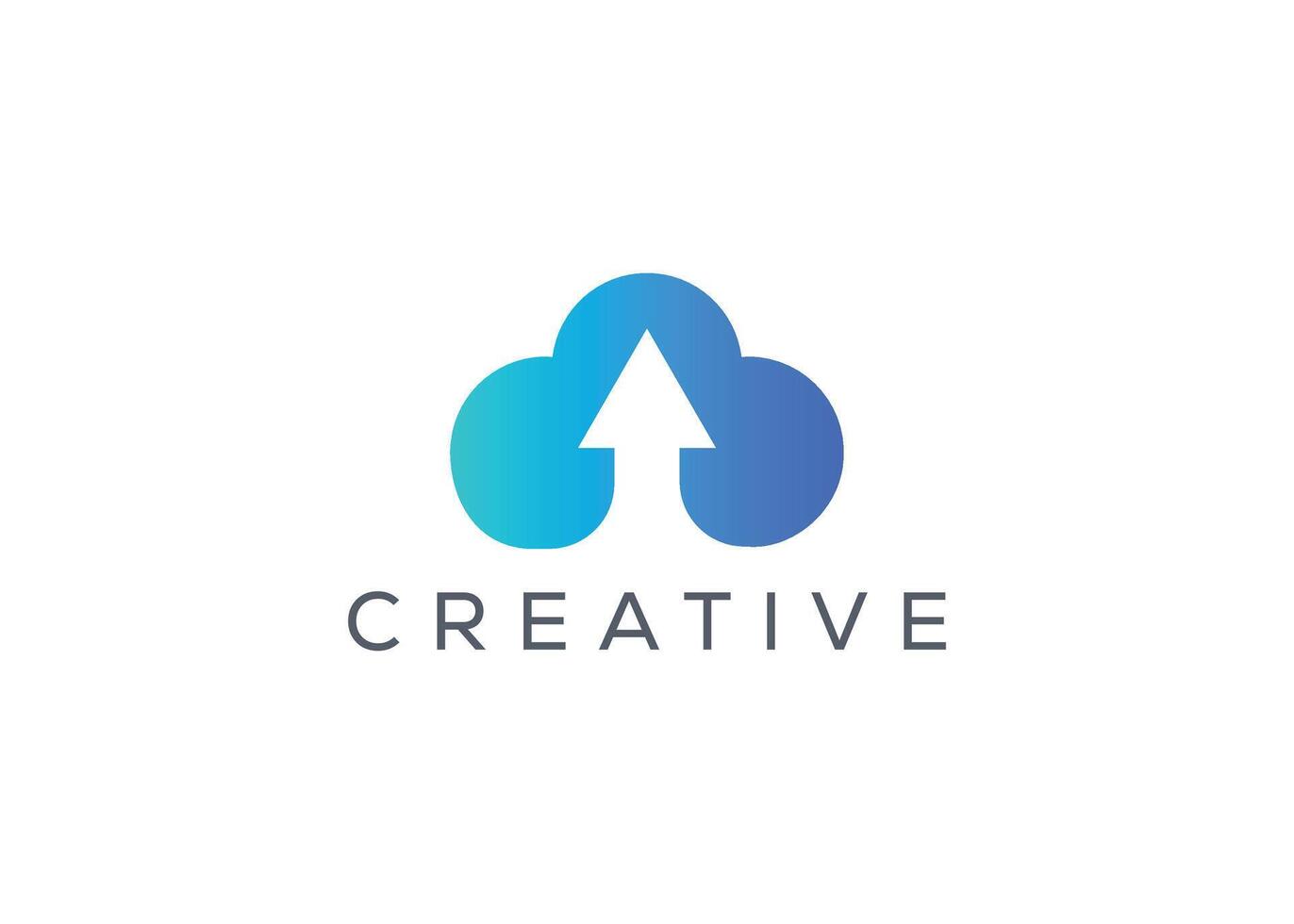 Creative and minimal Abstract Cloud Arrow logo vector template. Abstract modern Cloud with arrow logo. cloud upload arrow
