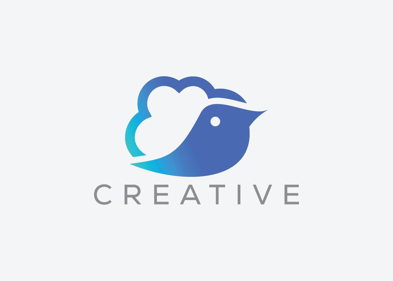 Creative and minimal Cloud bird vector logo design template. Dove Flying and cloud logo. Cloud Pigeon vector