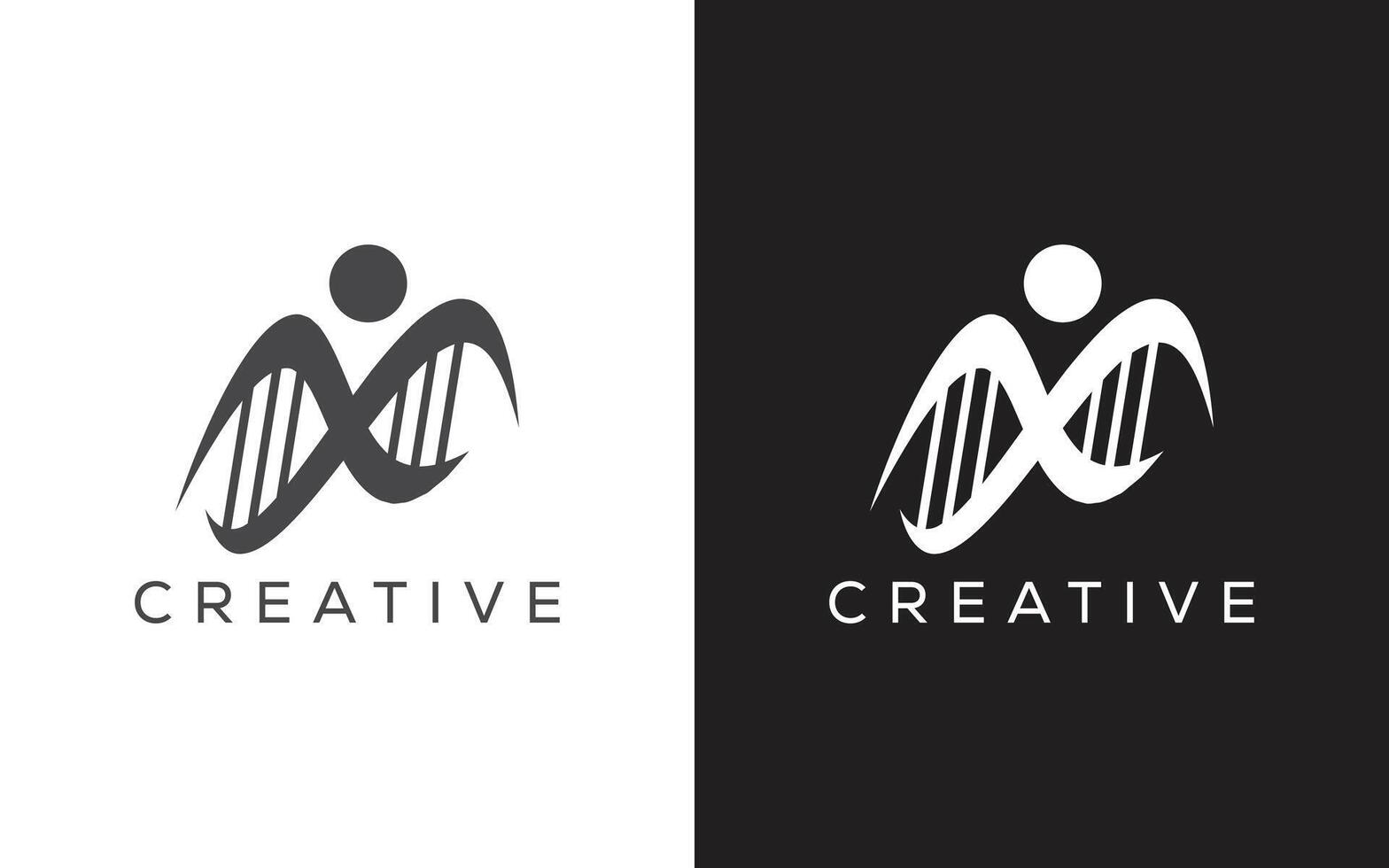 Minimal people dna vector logo. logo. Genetic and man logo