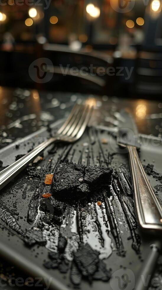 AI generated Charred Cuisine Delight, Edible Ash Feast for April Fool's, A Spoof on Dining photo