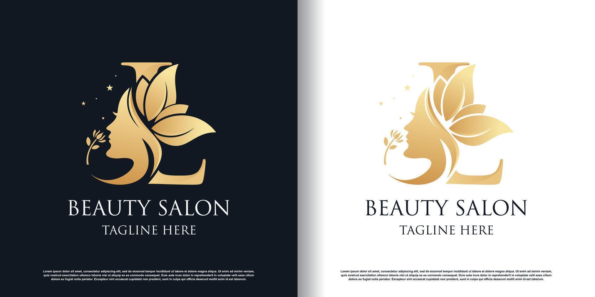 Nature beauty logo design with letter l unique style concept Premium Vector