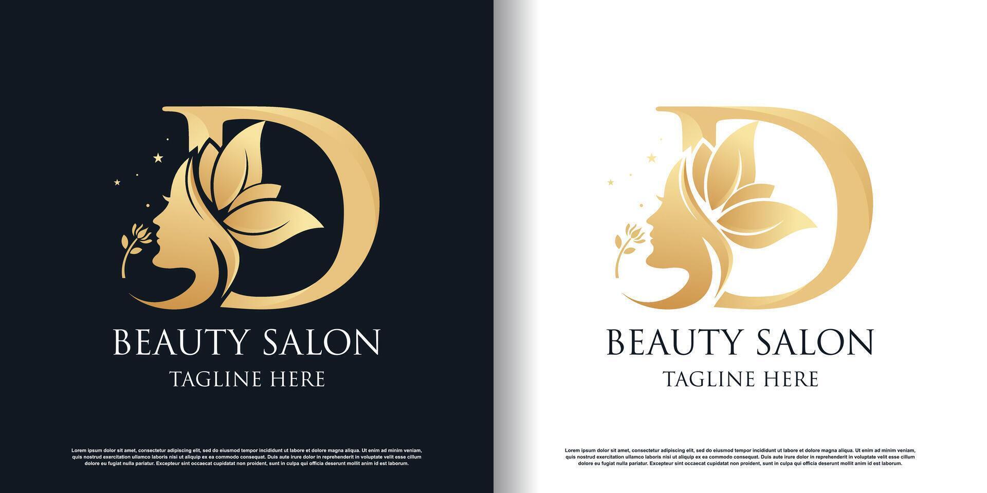 Nature beauty logo design with letter d unique style concept Premium Vector