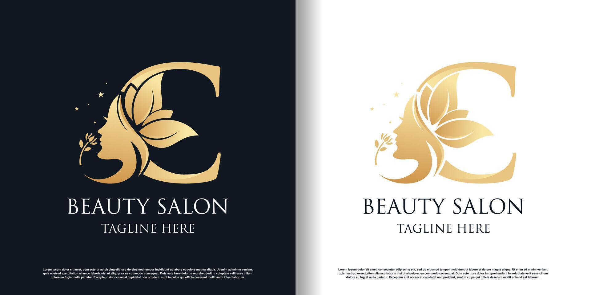 Nature beauty logo design with letter c unique style concept Premium Vector