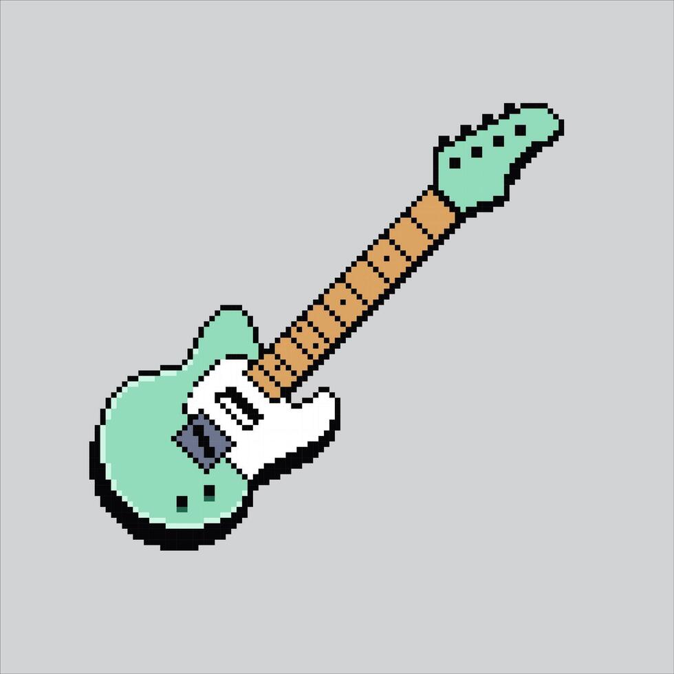 píxel Arte ilustración bajo guitarra. pixelado bajo guitarra. bajo guitarra música instrumento. pixelado para el píxel Arte juego y icono para sitio web y vídeo juego. antiguo colegio retro vector