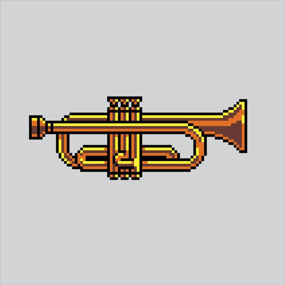 Pixel art illustration Trumpet. Pixelated Trumpet. Trumpet music instrument. pixelated for the pixel art game and icon for website and video game. old school retro. vector