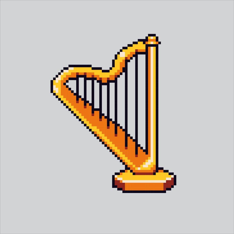 Pixel art illustration Harpa. Pixelated Harpa. Harpa Music Instrument. pixelated for the pixel art game and icon for website and video game. old school retro. vector