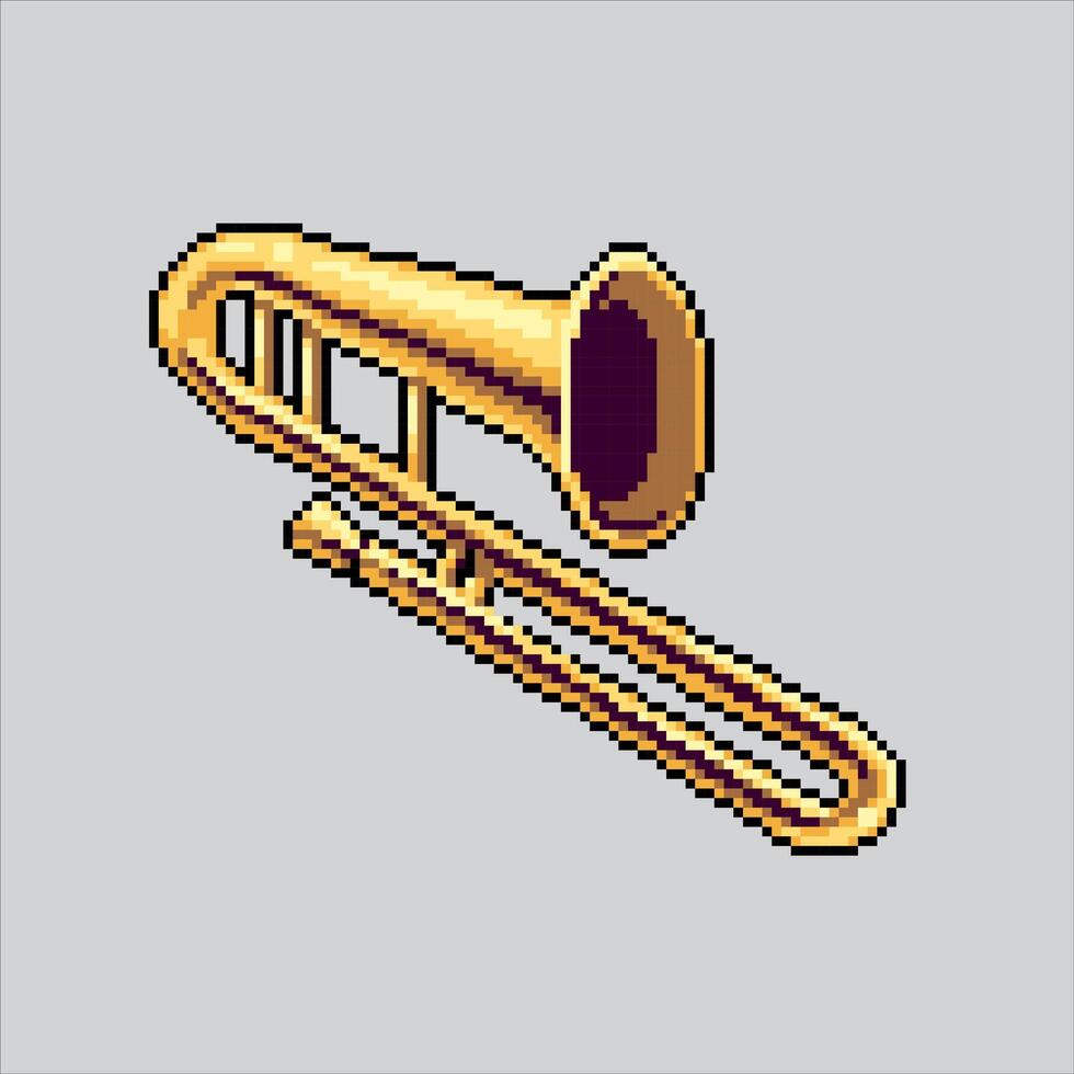 píxel Arte ilustración trompeta. pixelado trompeta. trompeta música instrumento. pixelado para el píxel Arte juego y icono para sitio web y vídeo juego. antiguo colegio retro vector