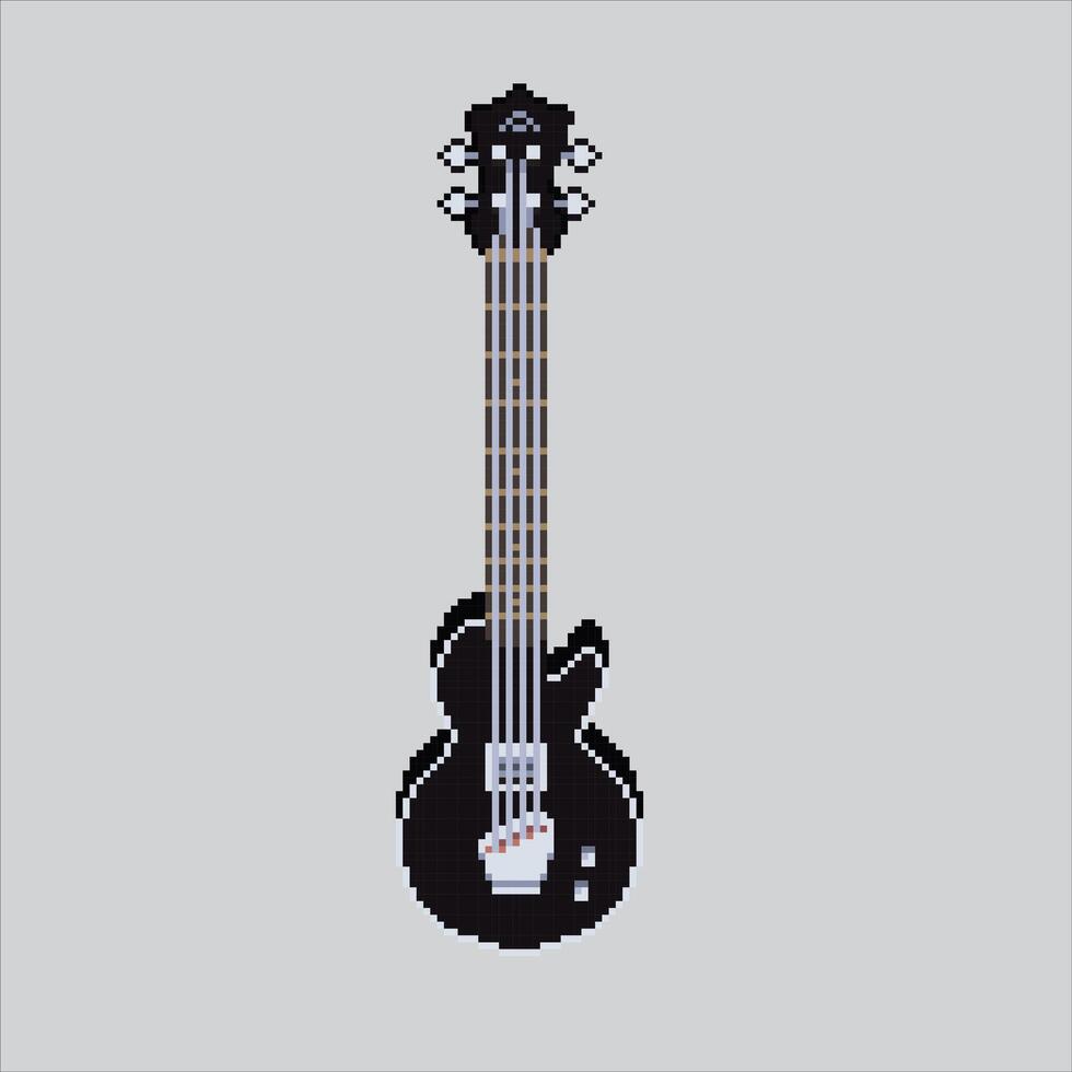 Pixel art illustration Bass Guitar. Pixelated Bass Guitar. Bass Guitar music instrument. pixelated for the pixel art game and icon for website and video game. old school retro. vector