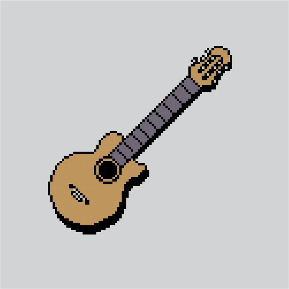 Pixel art illustration Guitar. Pixelated Guitar. Guitar music instrument. pixelated for the pixel art game and icon for website and video game. old school retro. vector
